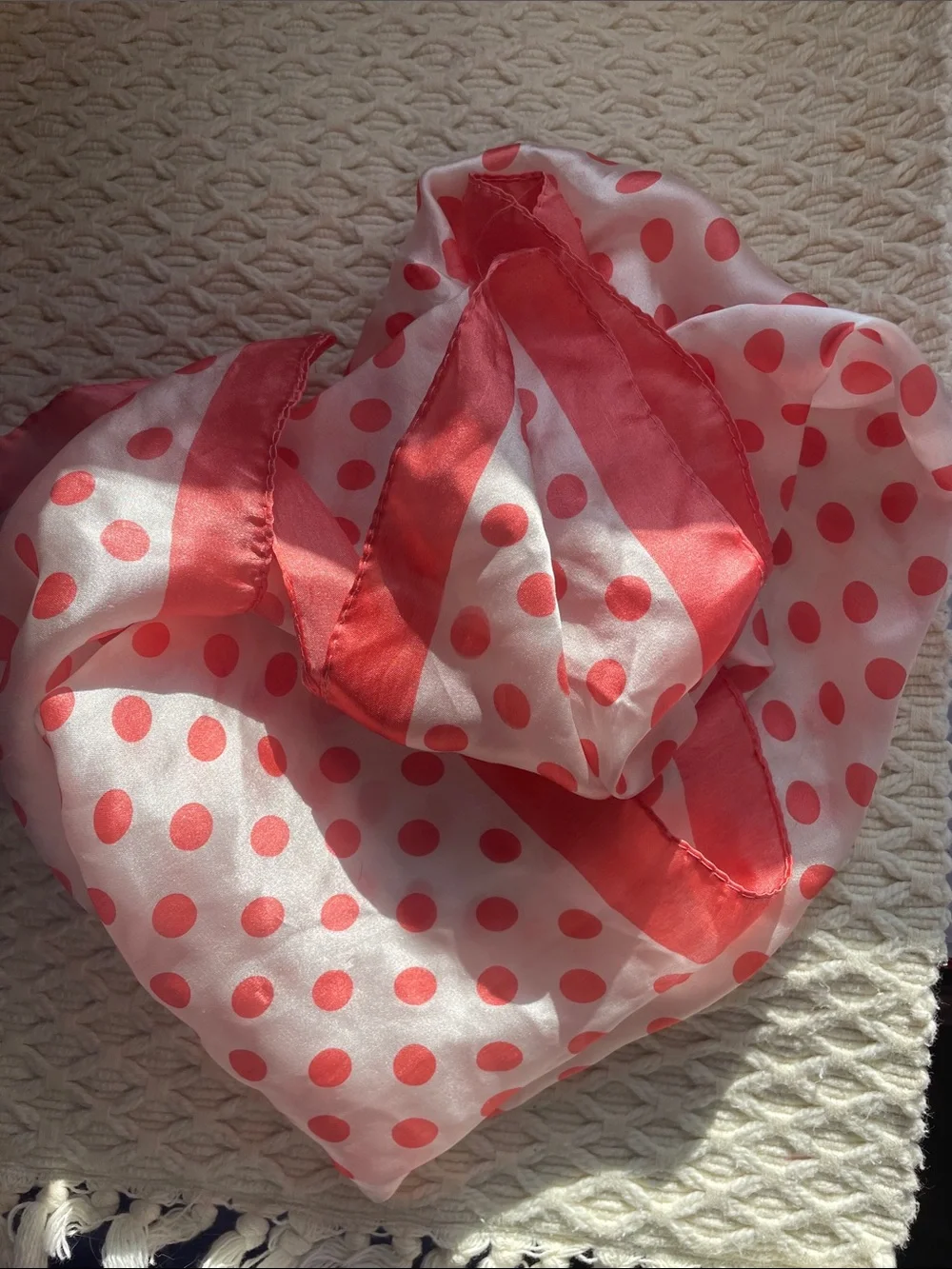 VTG SILK SCARF\WRAP POLKA DOTS